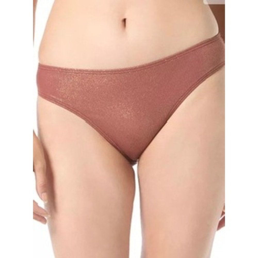 NWT Vince Camuto Bikini Bottom Women Cocoa Metallic Ribbed Shimmer small $70